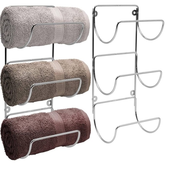 Towel Holder for Bathroom Wall Mounted Towel Rack Shelves for Rolled Bath Towels - Picture 2 of 4